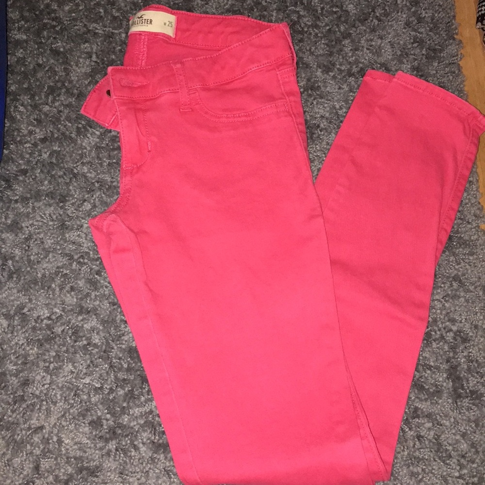 Hollister skinny hot pink stretch jeans